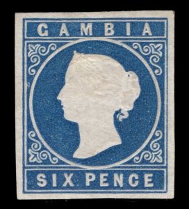 MOMEN: GAMBIA SG # 3a 1869-72 BLUE NO WMK MINT OG H £600 LOT #68795*