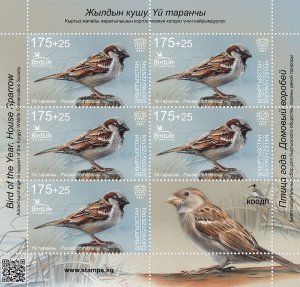 Kyrgyzstan 2023 The House Sparrow Bird of the Year sheetlet MNH