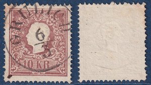 Austria - 1858 - Scott #10 - used - GRULICH pmk Czech Republic