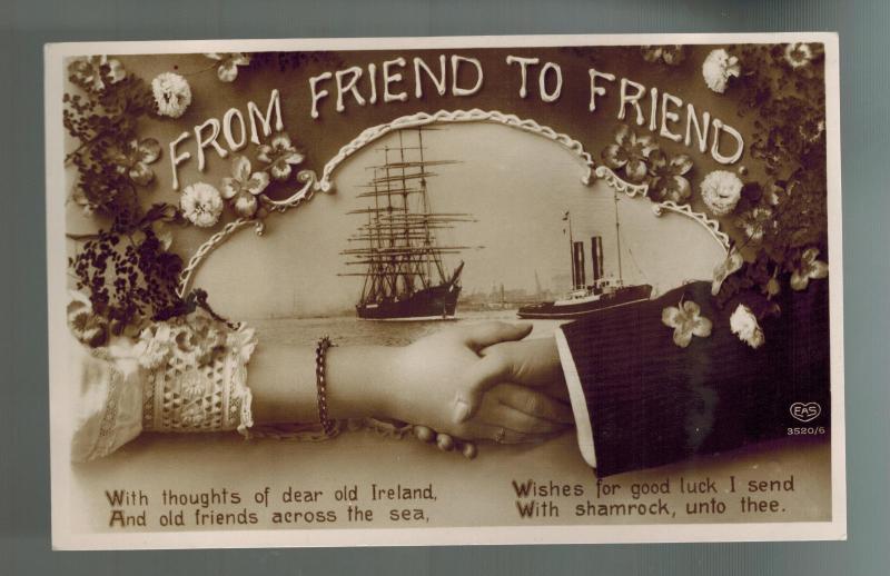 1911 Edinburgh Scotland Postcard Cover to Canada Hands Across Sea Ireland