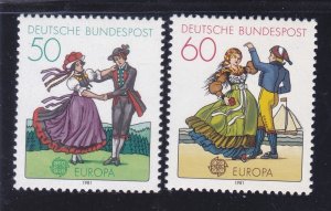 Germany 1349-50 MNH 1981 EUROPA South German Couple Regional Costumes Dancing