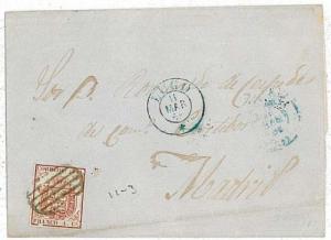 SPAIN ESPANA: POSTAL HISTORY: EDIFIL 33A - MARCO ROTO