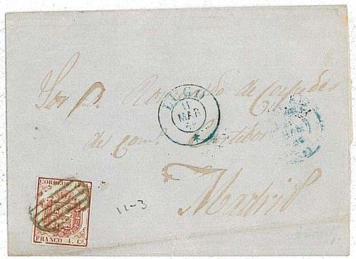 SPAIN ESPANA: POSTAL HISTORY: EDIFIL 33A - MARCO ROTO