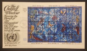 United Nations, 1967 Chagall Window First Day Cover, 'The Kiss of Peace'