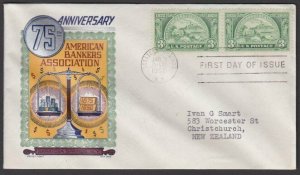 USA 1950 Bankers - Cachet Craft FDC - Ken Boll - to New Zealand.............M129