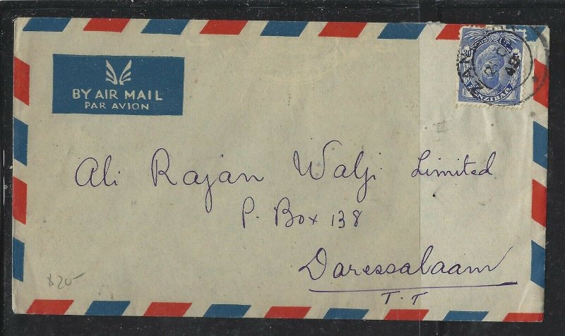 ZANZIBAR COVER (P2304B) 1948 SULTAN 30C A/M COVER TO DAR ES SALAAM