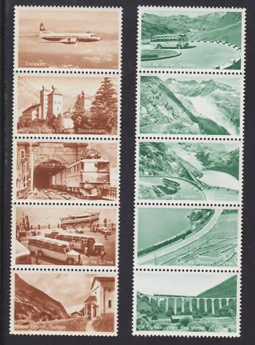 Switzerland, c. 1950 Scenic & Transportation Labels VF 