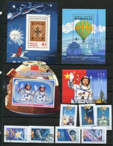 Mongolia  4 Souvenir Sheets MNH Space +stamps Used/CTO   5469