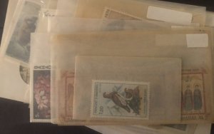 Lot of International Stamps In Glass Scenes Some Have Nice Value