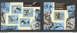 2014 Central Africa Fauna Birds Eagles Les Aigles Kb+Bl ** Ca535