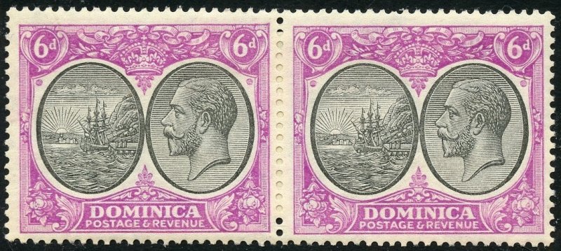 Dominica Scott 76 Unused LHOG Pair - 1923 Colony Seal & George V - SCV $11.00