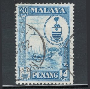 Malaya States - Penang 1960 State Crest & Fishing Craft 20c Scott # 62 Used