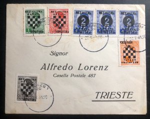 1941 Zagreb Croatia Provisional Stamp Addressed Envelope cover To Trieste