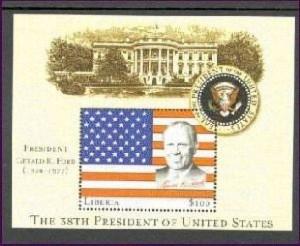 Liberia 2001 - 38th President Of The US - Gerald R. Ford - S/S MNH