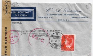 Batavia-Centrum, Dutch East Indies to San Fran., Ca 1941 Trans-Pacific (C4987)