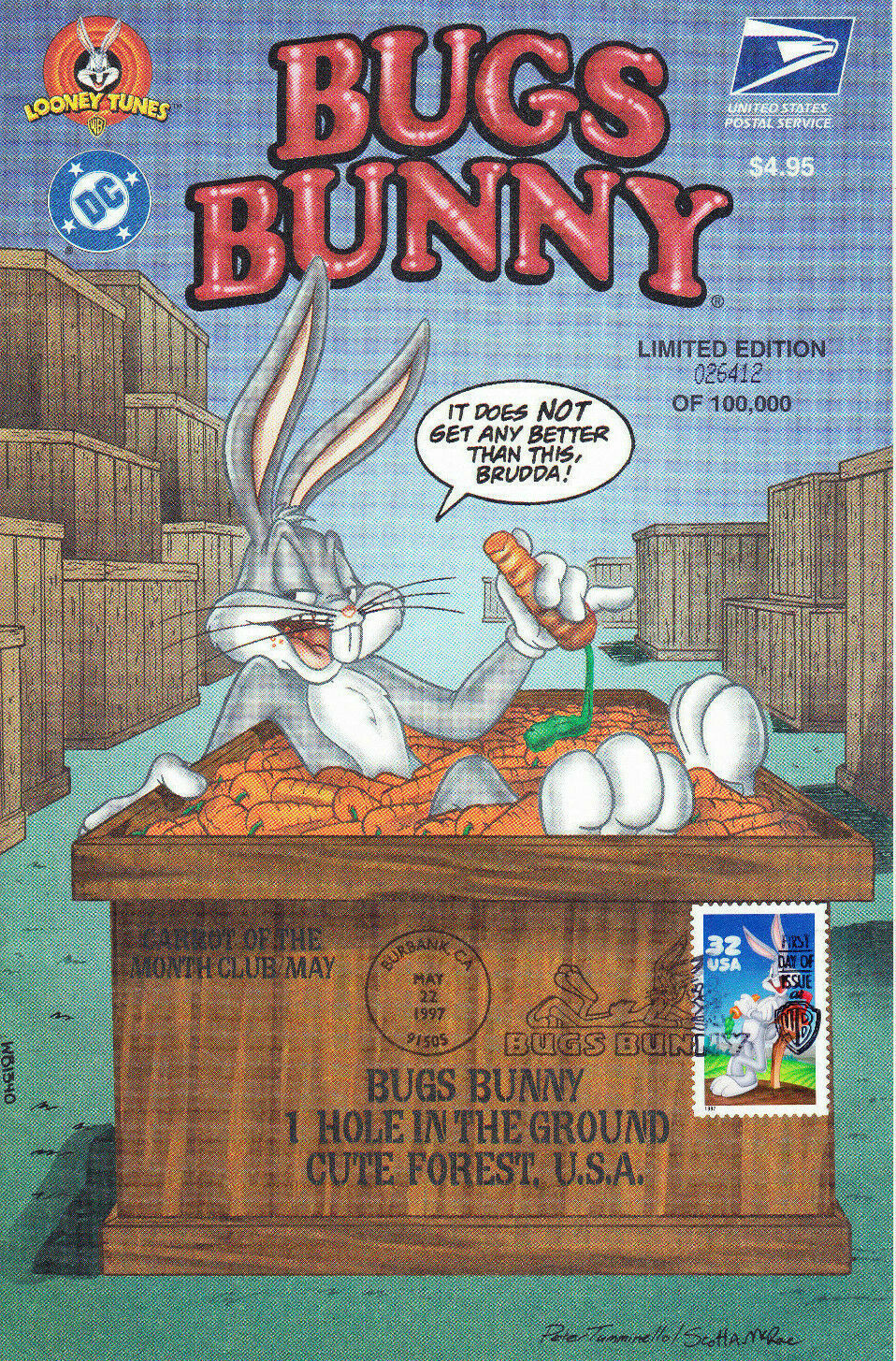US Looney Tunes Bugs Bunny 32 Cent Stamp=May 22, 1997=First Day Of Issue=Lo  Ship