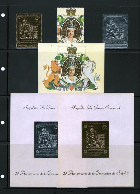 Equatorial Guinea 1978  25th.Coronation Q.Elizabeth  Silver+Gold Sets+SS MNH VF