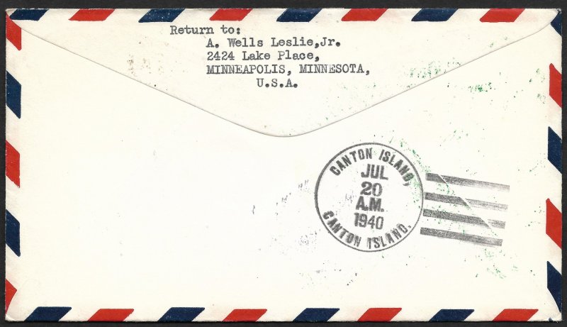 Doyle's_Stamps: Quality First Flight Cover New Caledonia to Canton Island