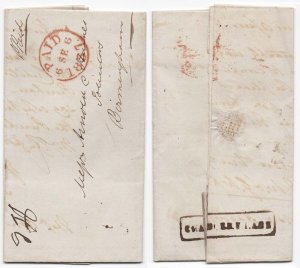 GB 1837 Fine EL with crisp Paid cds in red, indistinct boxed 'Crab Tree Isle'