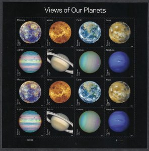 United States #5069-5076 (47¢) Views of Our Planets (2016). Mini-sheet. MNH