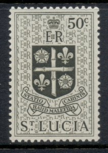 St Lucia 1953-54 QEII Arms 50c MUH