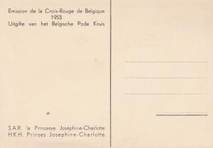 Belgium 1953 Maximum Card. Princess Josephine-Charlotte RED CROSS Aide VF