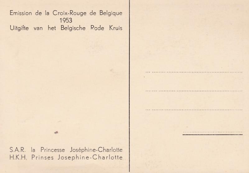 Belgium 1953 Maximum Card. Princess Josephine-Charlotte RED CROSS Aide VF