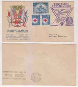 HONDURAS 1943 TACA FF COVER SAN JOSE, MANAGUA, TEGUCIGALPA VF 