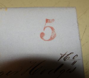 Old 1847 Hand Stamped “5” Letter – Providence, RI. to Vermont