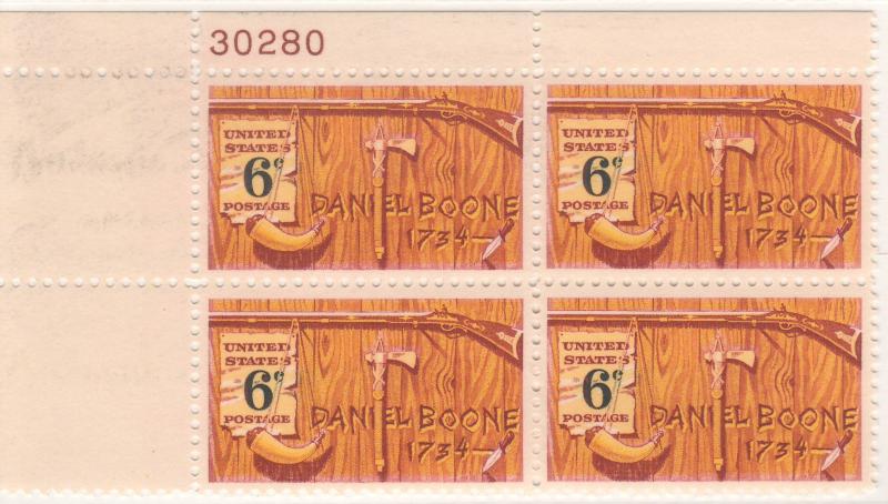 1357: Daniel Boone - Plate Block - MNH - 30280-UL