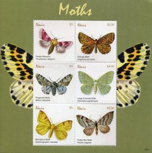 Nevis Butterflies Stamps 2018 MNH Moths Pease Blossom Brimstone Moth 6v M/S