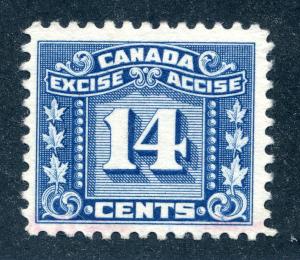 van Dam FX74, 14c blue, used, three leaf federal excise tax, Canada
