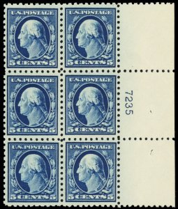 428, Mint NH VF 5¢ Right Side Plate Block of Six * Stuart Katz