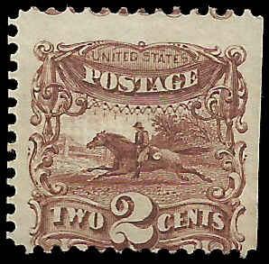 # 113 Brown Mint No Gum Postal Horse And Rider (pony Express)