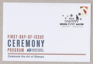 US 5246 The Snowy Day Peter leaving Footprints Ceremony Program FDC 2017