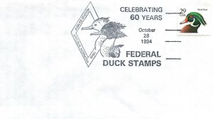 US SPECIAL EVENT CANCELLATION COVER 60 YEARS OF FEDERAL DUCK STAMPS 1994