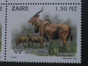 ZAIRE-1993-SC# 1405 NATL.GAME PARK 50TH ANNIV: GIANT ELAND MNH BLOCK VERY FINE