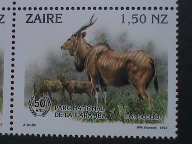 ZAIRE-1993-SC# 1405 NATL.GAME PARK 50TH ANNIV: GIANT ELAND MNH BLOCK VERY FINE