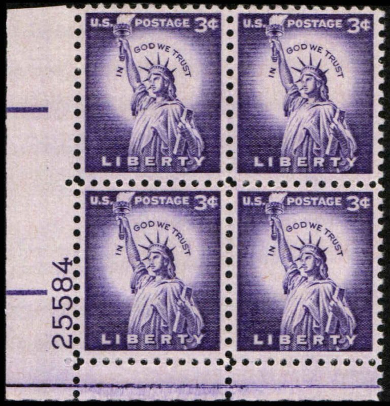 US #1035c LIBERTY MNH LL PLATE BLOCK #25584