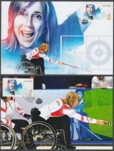 CANADA #3079e - SONJA GAUDET, PARALYMPICS CHAMPION on set of 2 MAXIMUM CARDS