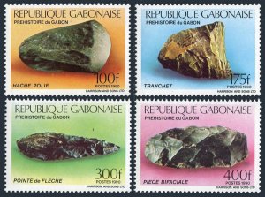 Gabon 685-685C,685d sheet,MNH.Michel 1057-1060,Bl.65. Prehistoric Tools,1990.