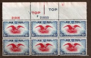 BOBPLATES US #C23 Eagle Plate Block F21855 21916 Arrow E1 VF  H Better # CV=$12+