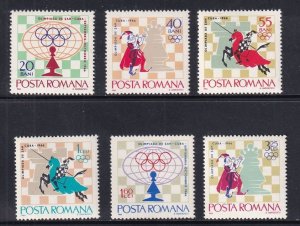 Romania #1815-1820 MNH 1966 chess Olympics in Cuba