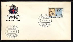 Iceland Map 1967 U/A FDC BIN 