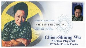 21-046, 2021, Chien-Shiung Wu, First Day Cover, Digital Color Postmark, Nuclear