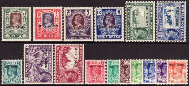 1945 Burma KGVI Mily Admin overprint complete set MNH Sc# 35 / 50 CV $7.85 #2