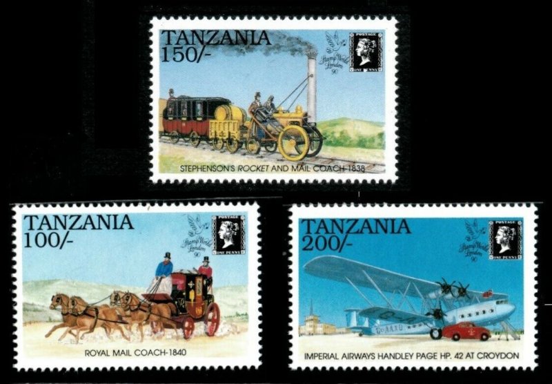 Tanzania 1990 - Postal History, Stamp World London - Set of 3v - 674-76 - MNH