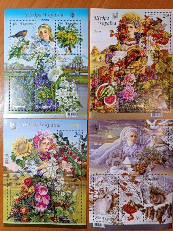 Ukraine - 4 Blocks - SPRING,SUMMER,AUTUMN,WINTER - MNH