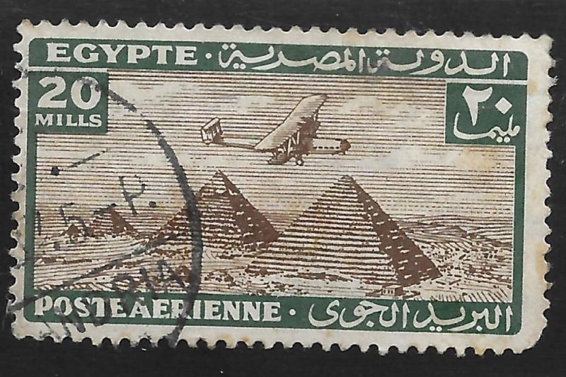 Egypt #C16 20m Airplane Over Giza Pyramids
