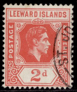 LEEWARD ISLANDS GVI SG104, 2d scarlet, FINE USED.